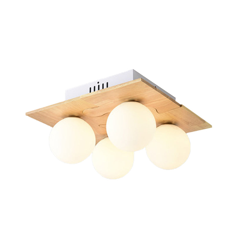 Dining Table Globe Flush Mount Light Opal Glass 4 Lights Modern White LED Ceiling Lamp Clearhalo 'Ceiling Lights' 'Close To Ceiling Lights' 'Close to ceiling' 'Semi-flushmount' Lighting' 1434554