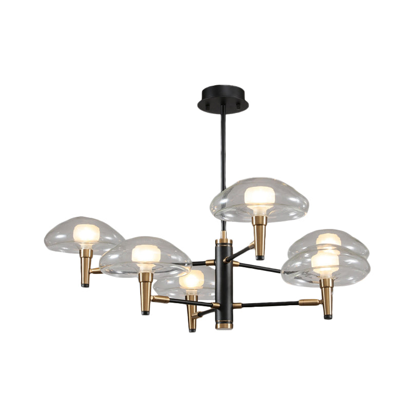 Clear Mushroom Shade Pendant Light Contemporary Metal Chandelier in Black for Boutique Clearhalo 'Ceiling Lights' 'Chandeliers' 'Modern Chandeliers' 'Modern' Lighting' 1434576