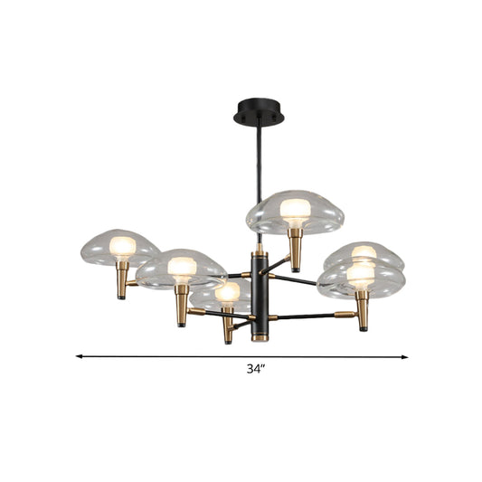 Clear Mushroom Shade Pendant Light Contemporary Metal Chandelier in Black for Boutique Clearhalo 'Ceiling Lights' 'Chandeliers' 'Modern Chandeliers' 'Modern' Lighting' 1434577