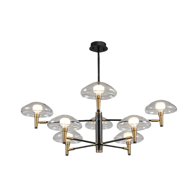 Clear Mushroom Shade Pendant Light Contemporary Metal Chandelier in Black for Boutique Clearhalo 'Ceiling Lights' 'Chandeliers' 'Modern Chandeliers' 'Modern' Lighting' 1434580