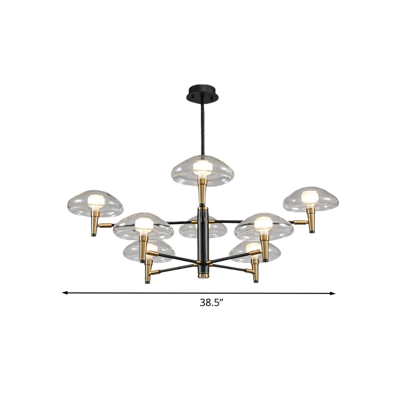 Clear Mushroom Shade Pendant Light Contemporary Metal Chandelier in Black for Boutique Clearhalo 'Ceiling Lights' 'Chandeliers' 'Modern Chandeliers' 'Modern' Lighting' 1434581