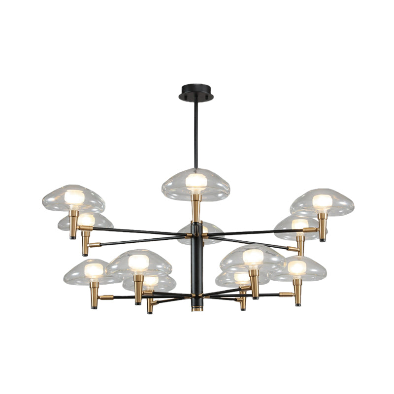 Clear Mushroom Shade Pendant Light Contemporary Metal Chandelier in Black for Boutique Clearhalo 'Ceiling Lights' 'Chandeliers' 'Modern Chandeliers' 'Modern' Lighting' 1434584