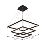 Square/Rectangular Acrylic Chandelier Pendant Simple LED 3/5 Lights Brown Ceiling Lighting Fixture Clearhalo 'Ceiling Lights' 'Chandeliers' 'Modern Chandeliers' 'Modern' Lighting' 143458