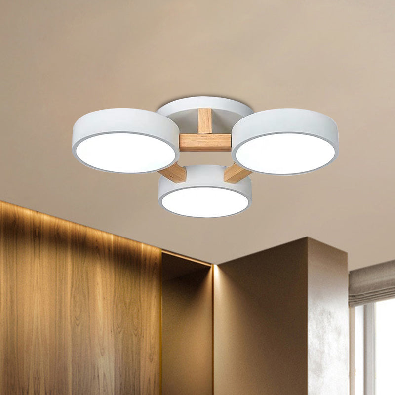 Macaron Drum Shade Ceiling Lamp Acrylic 3/4/5 Heads Green/Grey/White LED Semi Flush Ceiling Light for Bedroom Clearhalo 'Ceiling Lights' 'Close To Ceiling Lights' 'Close to ceiling' 'Semi-flushmount' Lighting' 1434595