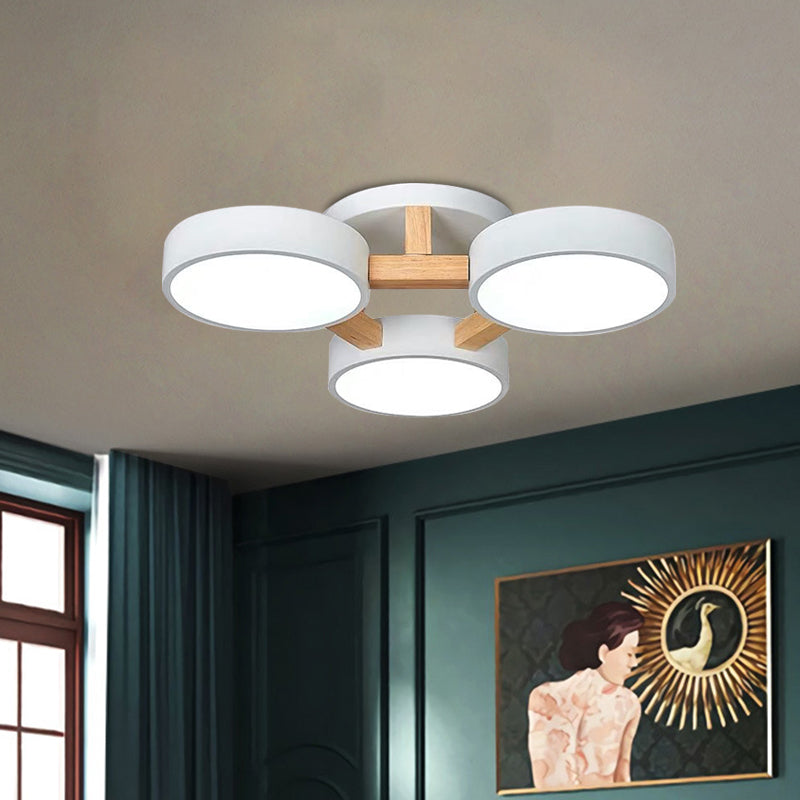 Macaron Drum Shade Ceiling Lamp Acrylic 3/4/5 Heads Green/Grey/White LED Semi Flush Ceiling Light for Bedroom Clearhalo 'Ceiling Lights' 'Close To Ceiling Lights' 'Close to ceiling' 'Semi-flushmount' Lighting' 1434596