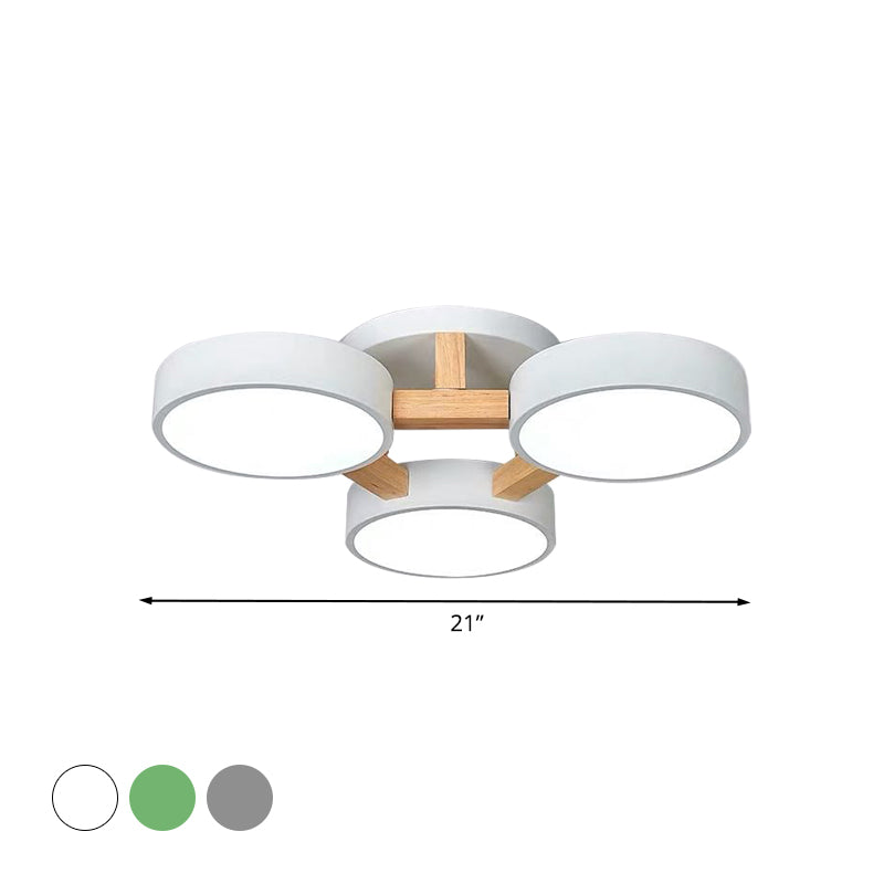 Macaron Drum Shade Ceiling Lamp Acrylic 3/4/5 Heads Green/Grey/White LED Semi Flush Ceiling Light for Bedroom Clearhalo 'Ceiling Lights' 'Close To Ceiling Lights' 'Close to ceiling' 'Semi-flushmount' Lighting' 1434598