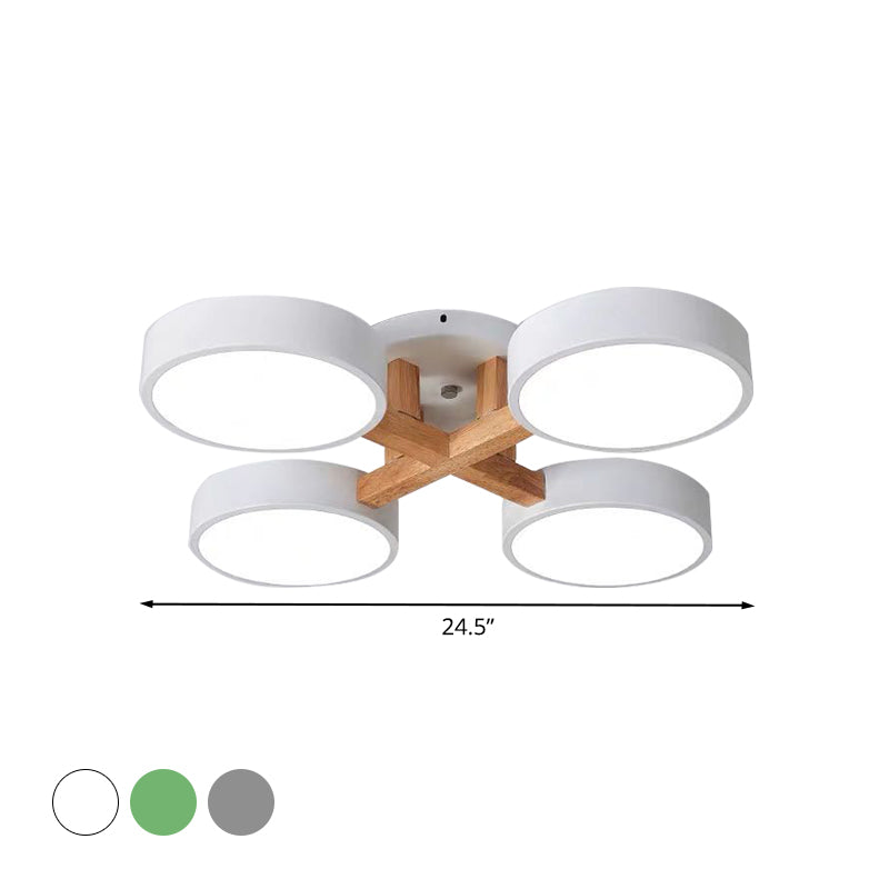 Macaron Drum Shade Ceiling Lamp Acrylic 3/4/5 Heads Green/Grey/White LED Semi Flush Ceiling Light for Bedroom Clearhalo 'Ceiling Lights' 'Close To Ceiling Lights' 'Close to ceiling' 'Semi-flushmount' Lighting' 1434608