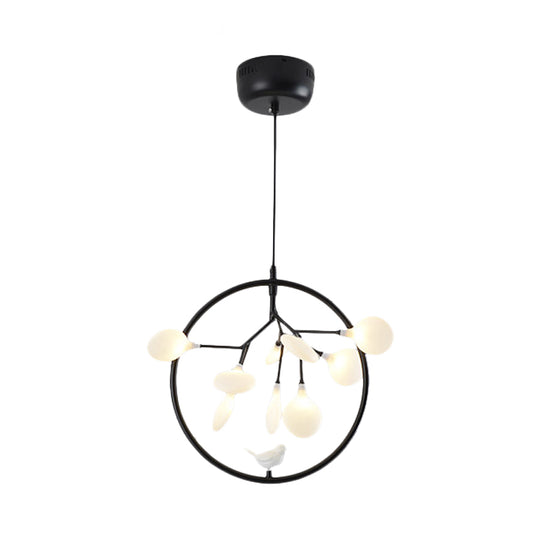 Twig Balcony Hanging Light with Bird Deco Glass Metal Modern Stylish Chandelier Clearhalo 'Ceiling Lights' 'Chandeliers' 'Modern Chandeliers' 'Modern' Lighting' 1434628