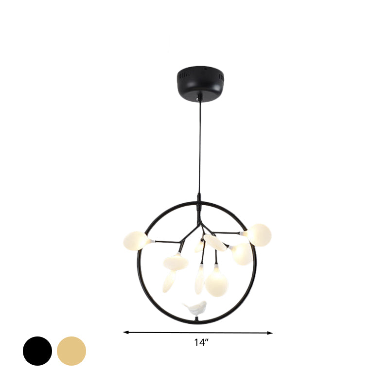 Twig Balcony Hanging Light with Bird Deco Glass Metal Modern Stylish Chandelier Clearhalo 'Ceiling Lights' 'Chandeliers' 'Modern Chandeliers' 'Modern' Lighting' 1434629