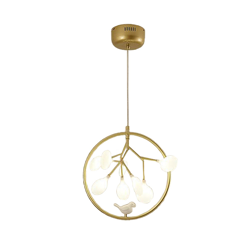 Twig Balcony Hanging Light with Bird Deco Glass Metal Modern Stylish Chandelier Clearhalo 'Ceiling Lights' 'Chandeliers' 'Modern Chandeliers' 'Modern' Lighting' 1434632