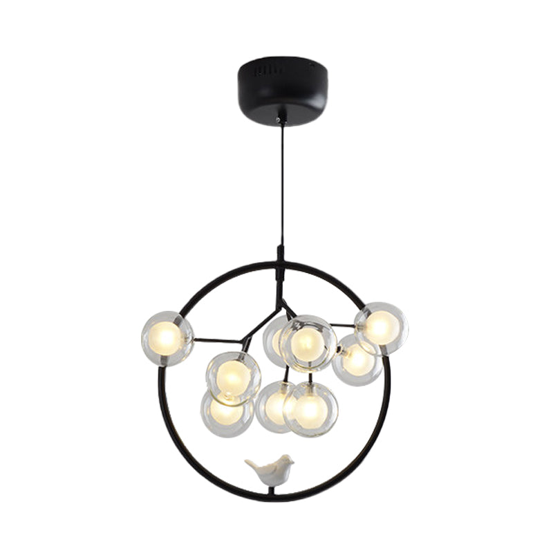 Twig Balcony Hanging Light with Bird Deco Glass Metal Modern Stylish Chandelier Clearhalo 'Ceiling Lights' 'Chandeliers' 'Modern Chandeliers' 'Modern' Lighting' 1434635