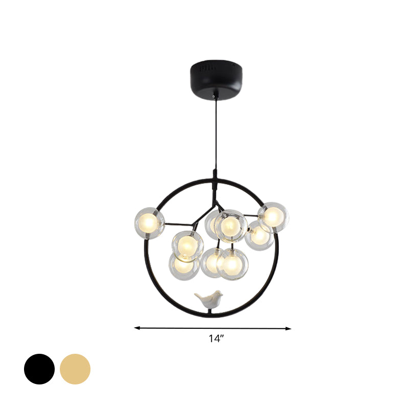 Twig Balcony Hanging Light with Bird Deco Glass Metal Modern Stylish Chandelier Clearhalo 'Ceiling Lights' 'Chandeliers' 'Modern Chandeliers' 'Modern' Lighting' 1434636