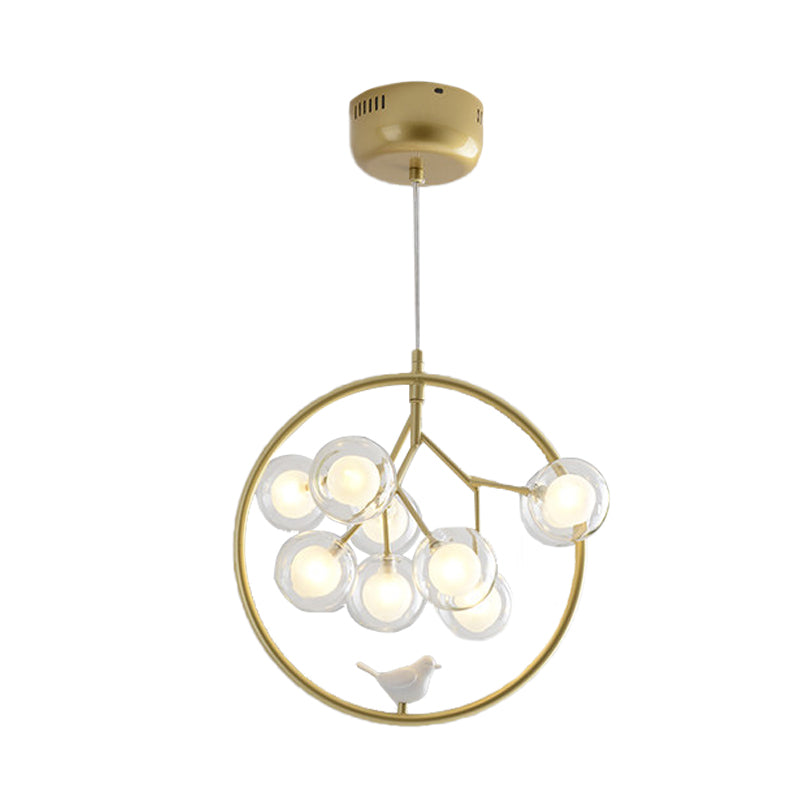 Twig Balcony Hanging Light with Bird Deco Glass Metal Modern Stylish Chandelier Clearhalo 'Ceiling Lights' 'Chandeliers' 'Modern Chandeliers' 'Modern' Lighting' 1434639