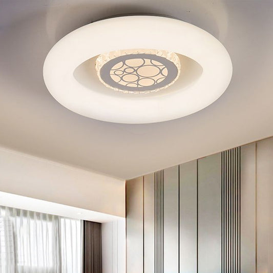 Modern Circle Flush Mount Light Fixture Acrylic Unique White Ceiling Fixture in Natural/White for Bedroom Clearhalo 'Ceiling Lights' 'Close To Ceiling Lights' 'Close to ceiling' 'Flush mount' Lighting' 1434683