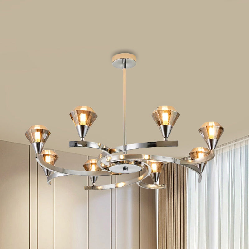 Diamond Crystal Chandelier Light with Sputnik Design Modern 6/8/10 Lights Chrome/Gold Ceiling Lamp Fixture Clearhalo 'Ceiling Lights' 'Chandeliers' 'Modern Chandeliers' 'Modern' Lighting' 1434693