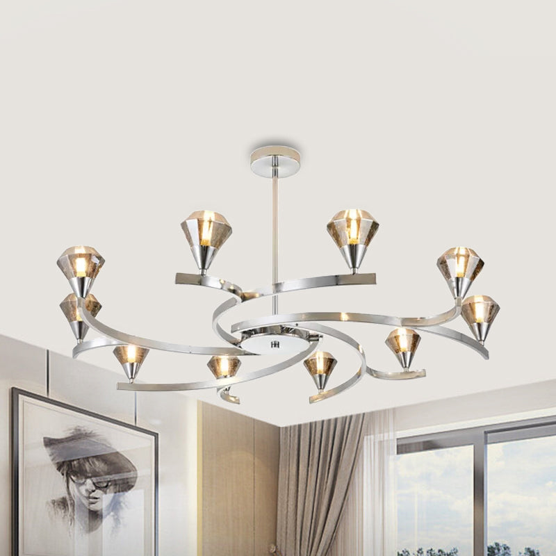 Diamond Crystal Chandelier Light with Sputnik Design Modern 6/8/10 Lights Chrome/Gold Ceiling Lamp Fixture Clearhalo 'Ceiling Lights' 'Chandeliers' 'Modern Chandeliers' 'Modern' Lighting' 1434694