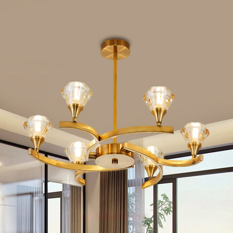 Diamond Crystal Chandelier Light with Sputnik Design Modern 6/8/10 Lights Chrome/Gold Ceiling Lamp Fixture Clearhalo 'Ceiling Lights' 'Chandeliers' 'Modern Chandeliers' 'Modern' Lighting' 1434695