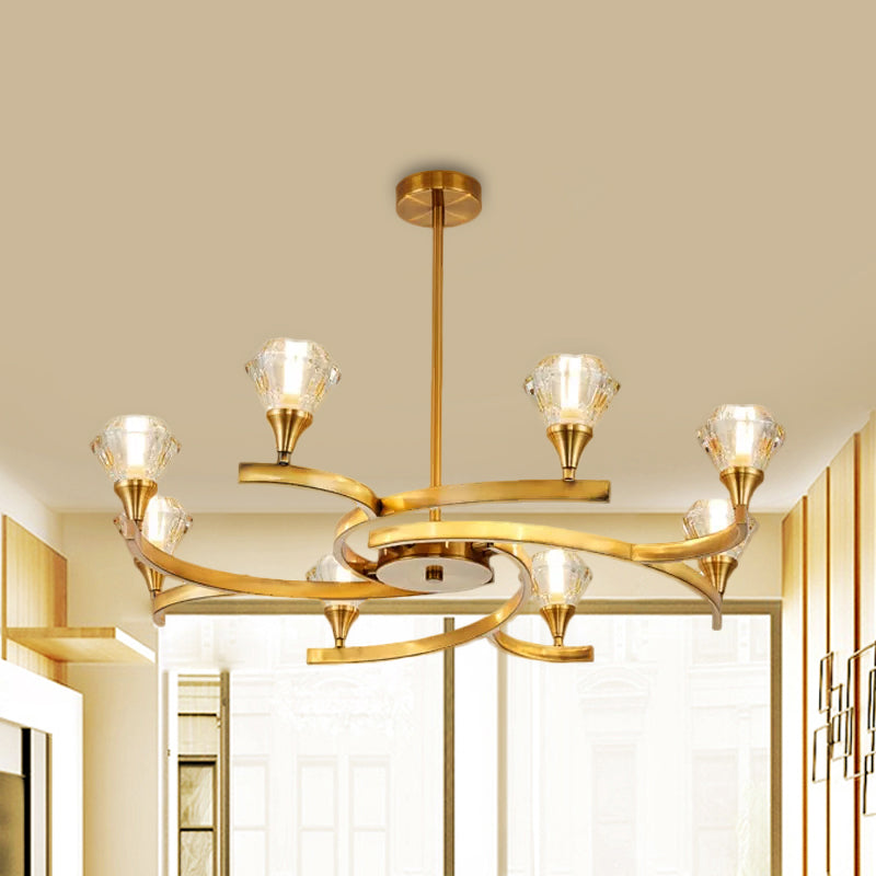 Diamond Crystal Chandelier Light with Sputnik Design Modern 6/8/10 Lights Chrome/Gold Ceiling Lamp Fixture Clearhalo 'Ceiling Lights' 'Chandeliers' 'Modern Chandeliers' 'Modern' Lighting' 1434696