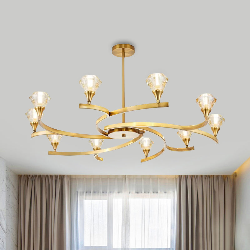 Diamond Crystal Chandelier Light with Sputnik Design Modern 6/8/10 Lights Chrome/Gold Ceiling Lamp Fixture Clearhalo 'Ceiling Lights' 'Chandeliers' 'Modern Chandeliers' 'Modern' Lighting' 1434697