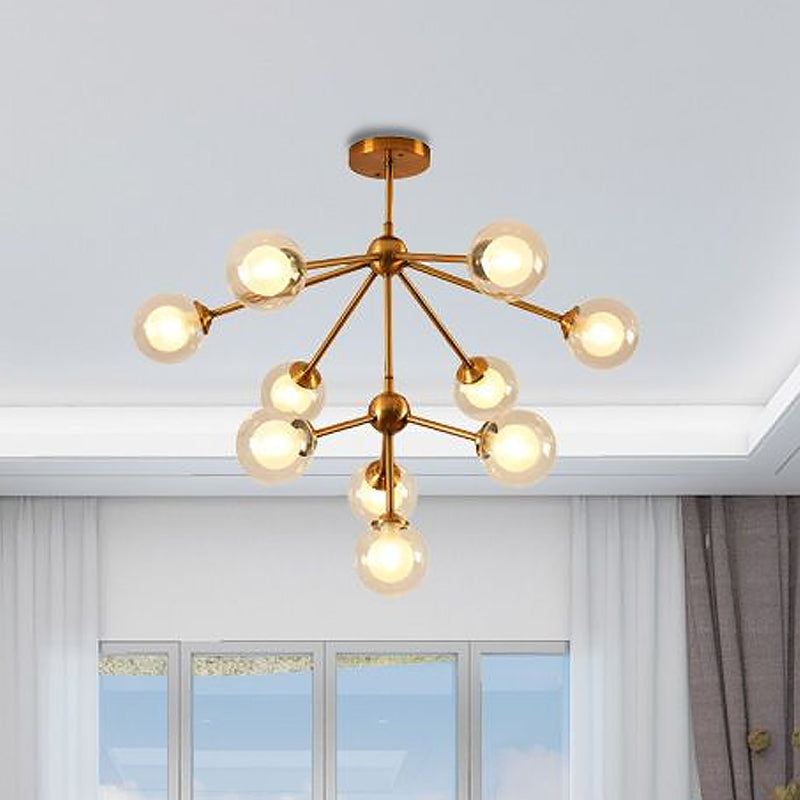 Modern Sputnik Metal Chandelier Lighting 4/7/10 Lights Hanging Ceiling Lamp with Clear Glass Sphere Shade for Bedroom Clearhalo 'Ceiling Lights' 'Chandeliers' 'Glass shade' 'Glass' 'Modern Chandeliers' 'Modern' Lighting' 1434740