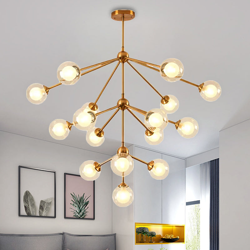 Modern Sputnik Metal Chandelier Lighting 4/7/10 Lights Hanging Ceiling Lamp with Clear Glass Sphere Shade for Bedroom Clearhalo 'Ceiling Lights' 'Chandeliers' 'Glass shade' 'Glass' 'Modern Chandeliers' 'Modern' Lighting' 1434741