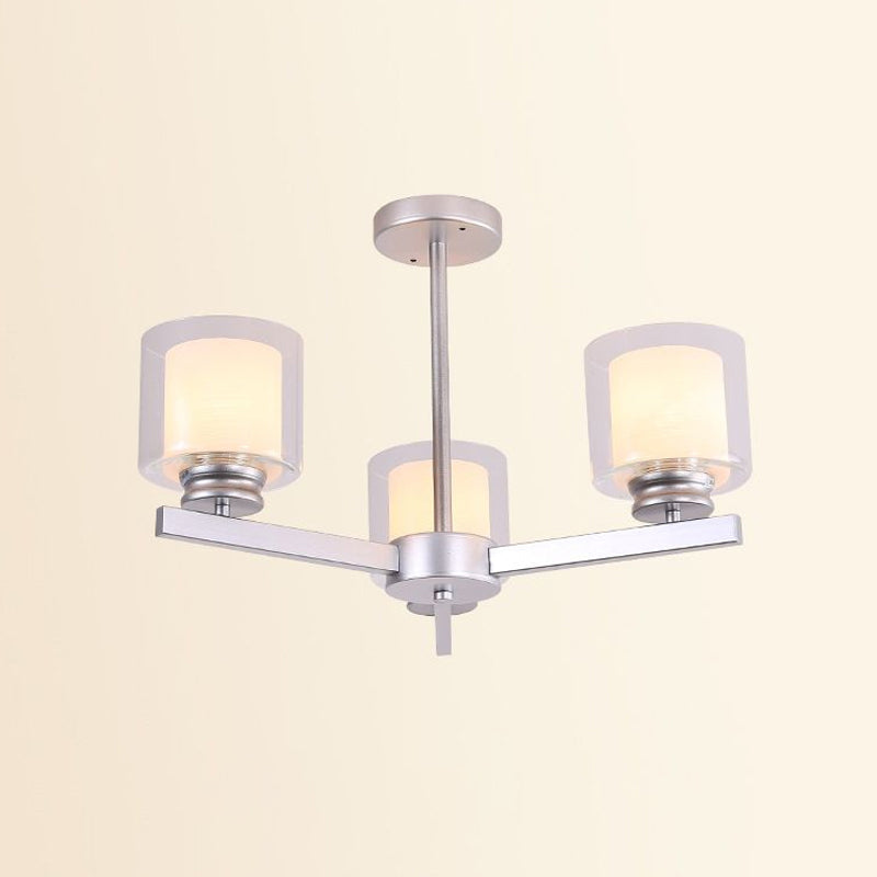 Black/Gold/Sliver Cylinder Chandelier Lamp Modern 3/6/8 Lights Clear Glass Ceiling Pendant Fixture with Radial Design for Bedroom Clearhalo 'Ceiling Lights' 'Chandeliers' 'Glass shade' 'Glass' 'Modern Chandeliers' 'Modern' Lighting' 1434782