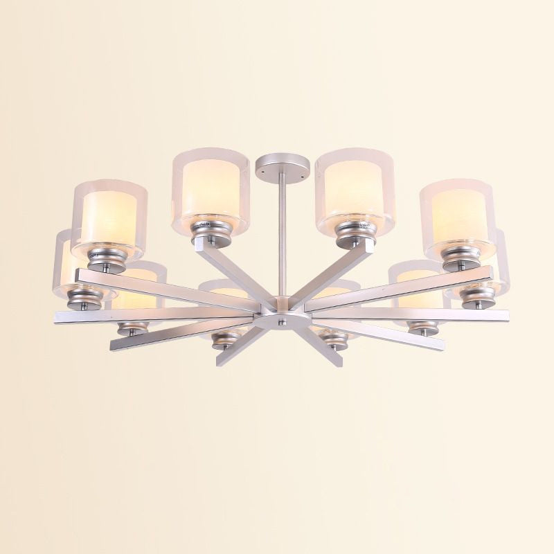 Black/Gold/Sliver Cylinder Chandelier Lamp Modern 3/6/8 Lights Clear Glass Ceiling Pendant Fixture with Radial Design for Bedroom Clearhalo 'Ceiling Lights' 'Chandeliers' 'Glass shade' 'Glass' 'Modern Chandeliers' 'Modern' Lighting' 1434785