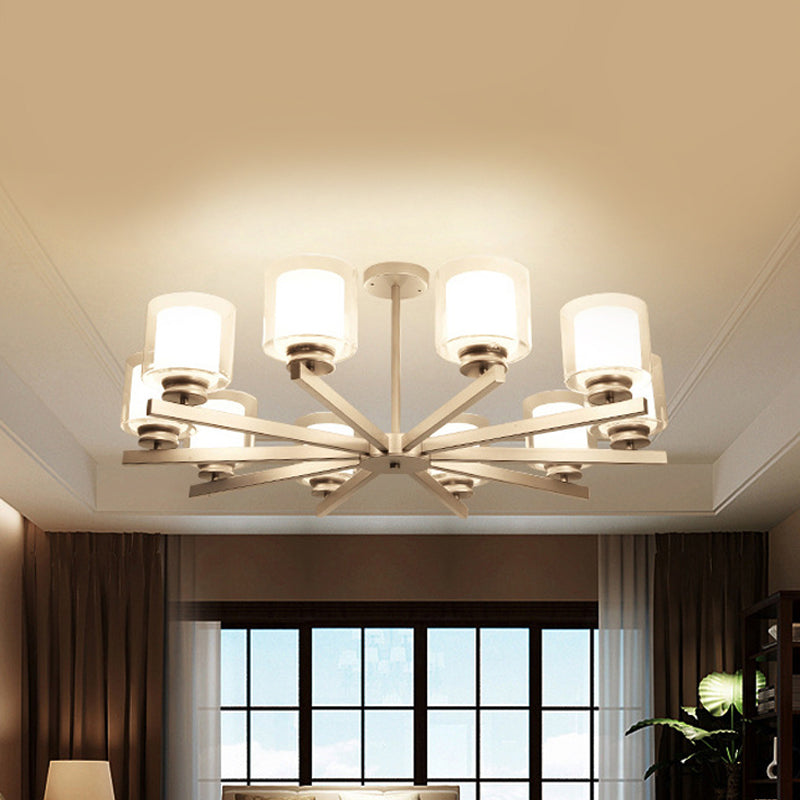 Black/Gold/Sliver Cylinder Chandelier Lamp Modern 3/6/8 Lights Clear Glass Ceiling Pendant Fixture with Radial Design for Bedroom Clearhalo 'Ceiling Lights' 'Chandeliers' 'Glass shade' 'Glass' 'Modern Chandeliers' 'Modern' Lighting' 1434786