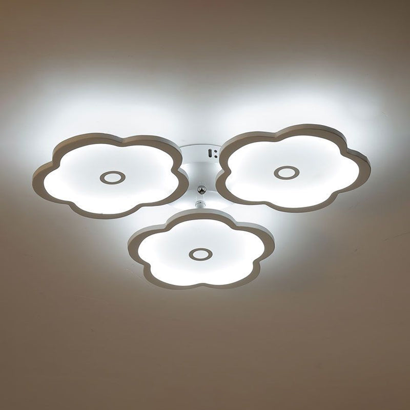 3/6/9 Heads Unique Flower Ceiling Fixture Modern Iron Acrylic White Ceiling Lights for Indoor Clearhalo 'Ceiling Lights' 'Close To Ceiling Lights' 'Close to ceiling' 'Semi-flushmount' Lighting' 1434846