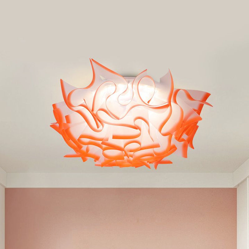 Modern Creative LED Flush Ceiling Light with Twist Acrylic Shade Pink/Orange/Blue Kid Room Ceiling Light in Third Gear Clearhalo 'Ceiling Lights' 'Close To Ceiling Lights' 'Close to ceiling' 'Flush mount' Lighting' 1434911