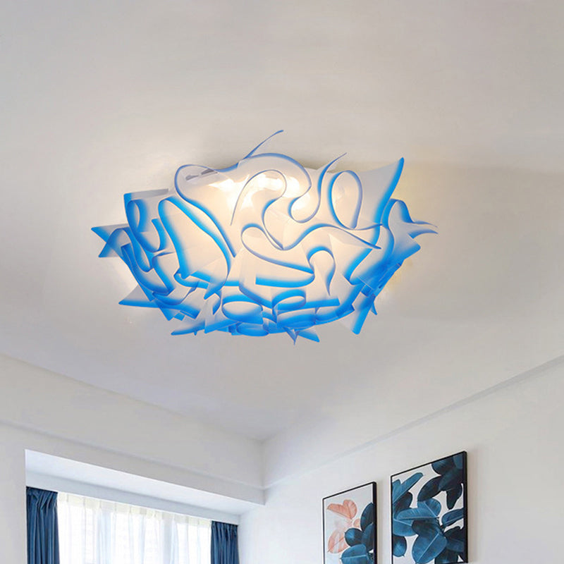 Modern Creative LED Flush Ceiling Light with Twist Acrylic Shade Pink/Orange/Blue Kid Room Ceiling Light in Third Gear Clearhalo 'Ceiling Lights' 'Close To Ceiling Lights' 'Close to ceiling' 'Flush mount' Lighting' 1434912