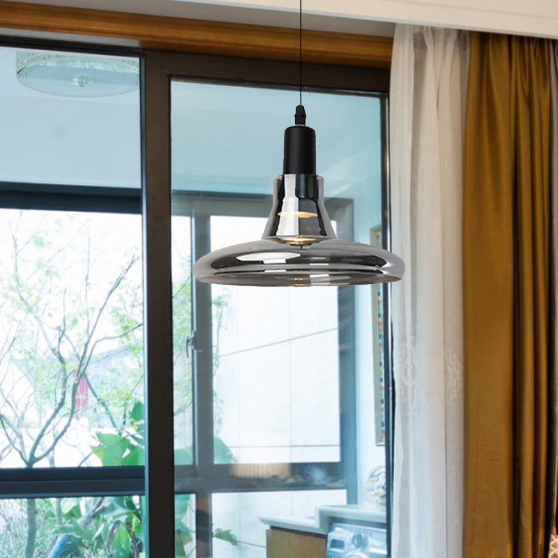 White/Black Bowl/Cone/Saucer Pendant Lamp Modernist 1 Light Glass Led Hanging Ceiling Light in White/Warm Light Clearhalo 'Ceiling Lights' 'Glass shade' 'Glass' 'Modern Pendants' 'Modern' 'Pendant Lights' 'Pendants' Lighting' 1434914