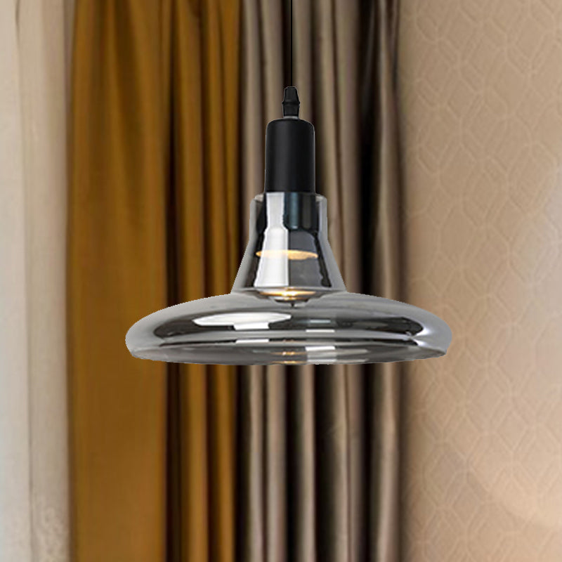 White/Black Bowl/Cone/Saucer Pendant Lamp Modernist 1 Light Glass Led Hanging Ceiling Light in White/Warm Light Clearhalo 'Ceiling Lights' 'Glass shade' 'Glass' 'Modern Pendants' 'Modern' 'Pendant Lights' 'Pendants' Lighting' 1434915