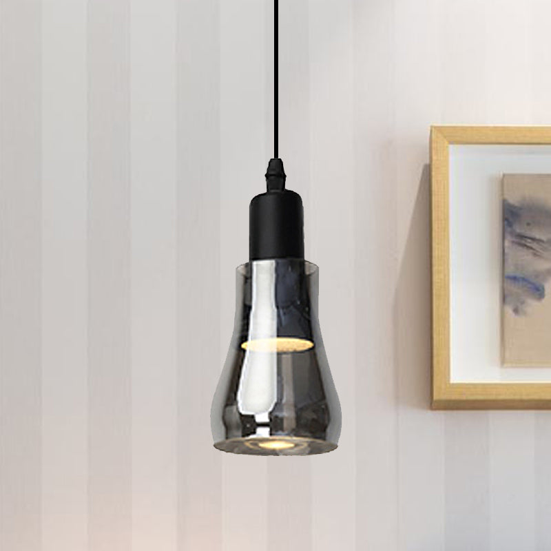 White/Black Bowl/Cone/Saucer Pendant Lamp Modernist 1 Light Glass Led Hanging Ceiling Light in White/Warm Light Clearhalo 'Ceiling Lights' 'Glass shade' 'Glass' 'Modern Pendants' 'Modern' 'Pendant Lights' 'Pendants' Lighting' 1434918