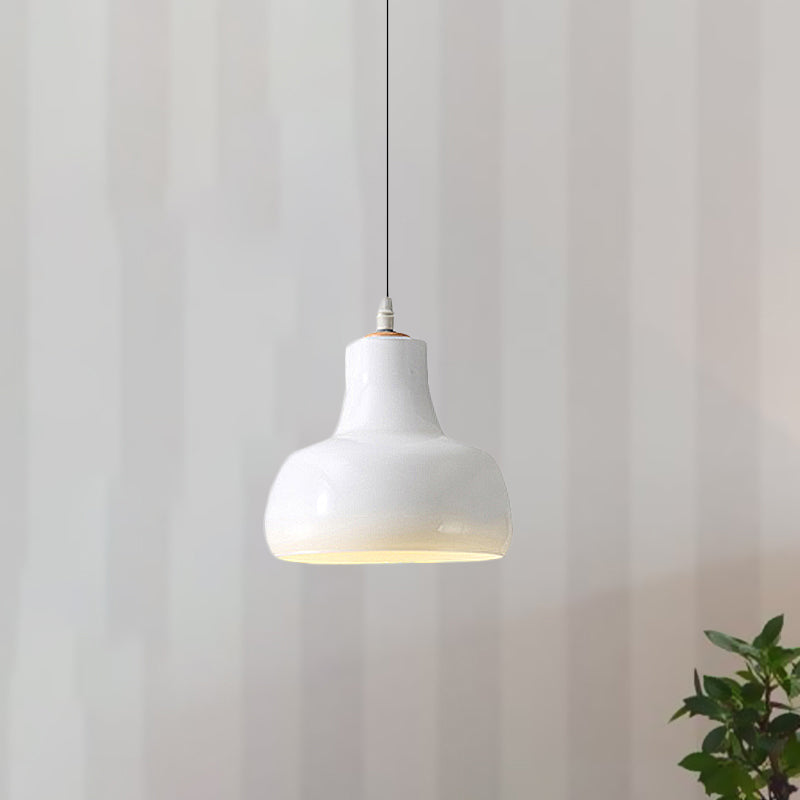 White/Black Bowl/Cone/Saucer Pendant Lamp Modernist 1 Light Glass Led Hanging Ceiling Light in White/Warm Light Clearhalo 'Ceiling Lights' 'Glass shade' 'Glass' 'Modern Pendants' 'Modern' 'Pendant Lights' 'Pendants' Lighting' 1434920