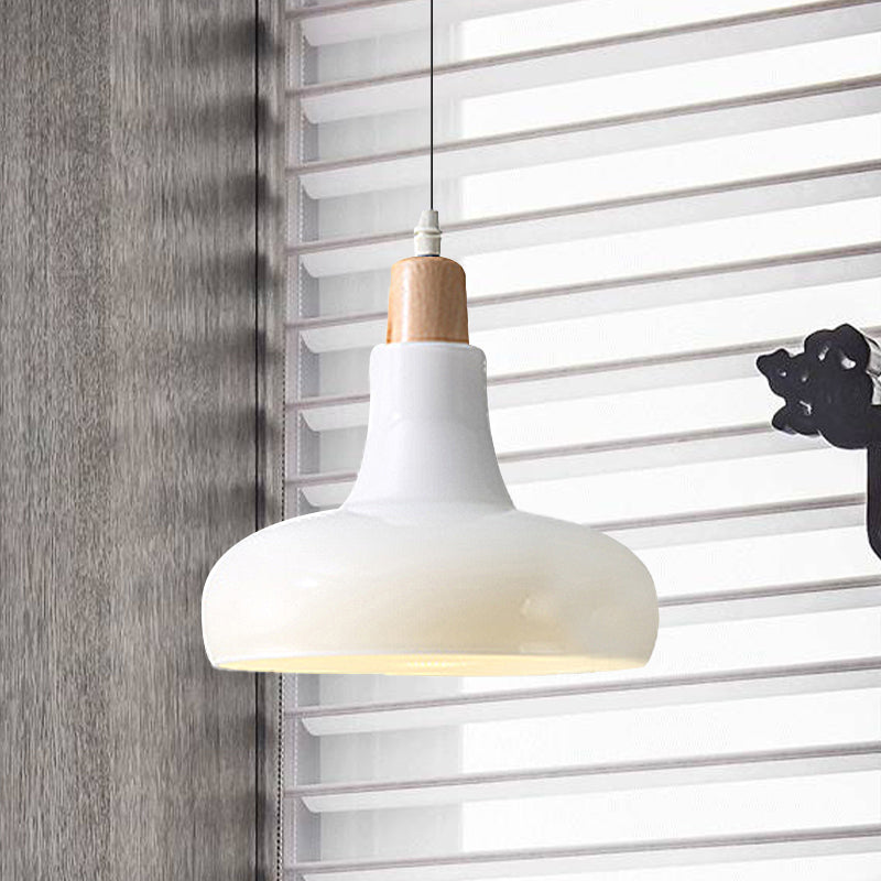 White/Black Bowl/Cone/Saucer Pendant Lamp Modernist 1 Light Glass Led Hanging Ceiling Light in White/Warm Light Clearhalo 'Ceiling Lights' 'Glass shade' 'Glass' 'Modern Pendants' 'Modern' 'Pendant Lights' 'Pendants' Lighting' 1434922