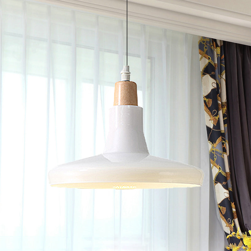 White/Black Bowl/Cone/Saucer Pendant Lamp Modernist 1 Light Glass Led Hanging Ceiling Light in White/Warm Light Clearhalo 'Ceiling Lights' 'Glass shade' 'Glass' 'Modern Pendants' 'Modern' 'Pendant Lights' 'Pendants' Lighting' 1434923