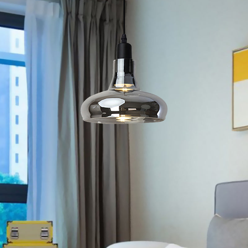 White/Black Bowl/Cone/Saucer Pendant Lamp Modernist 1 Light Glass Led Hanging Ceiling Light in White/Warm Light Clearhalo 'Ceiling Lights' 'Glass shade' 'Glass' 'Modern Pendants' 'Modern' 'Pendant Lights' 'Pendants' Lighting' 1434924