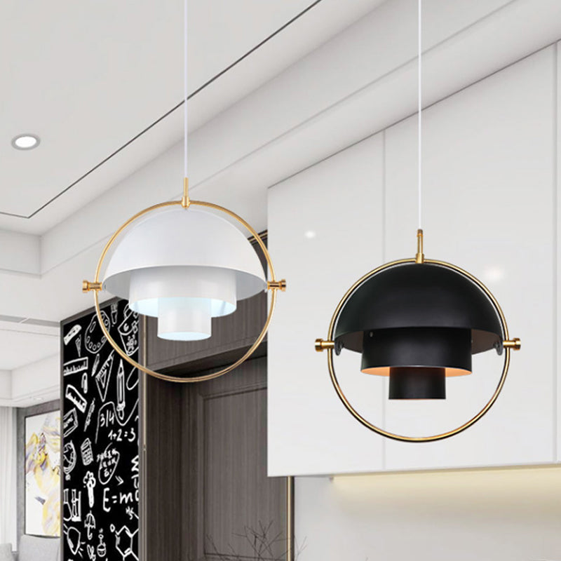 Metal Rotated Pendant Lighting in Modern Style 1 Light Black/White/Gold Hanging Light Clearhalo 'Ceiling Lights' 'Modern Pendants' 'Modern' 'Pendant Lights' 'Pendants' Lighting' 1434935