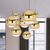 Globe Pendant Ceiling Light Simplicity Metal 1 Light Chrome/Gold Hanging Ceiling Light, 6"/8"/10"W Clearhalo 'Ceiling Lights' 'Glass shade' 'Glass' 'Modern Pendants' 'Modern' 'Pendant Lights' 'Pendants' Lighting' 1434940