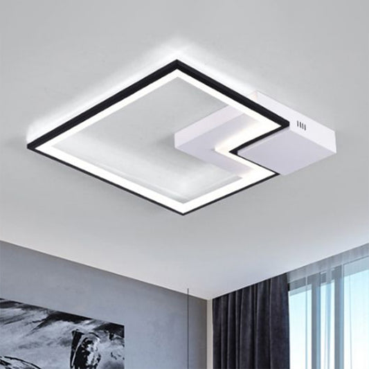 Black/White/Black and White Torch Square Ceiling Lamp Simplicity 16"/19.5"/23.5" Wide LED Acrylic Flush Mount Light in Warm/White Light Clearhalo 'Ceiling Lights' 'Close To Ceiling Lights' 'Close to ceiling' 'Flush mount' Lighting' 1434953