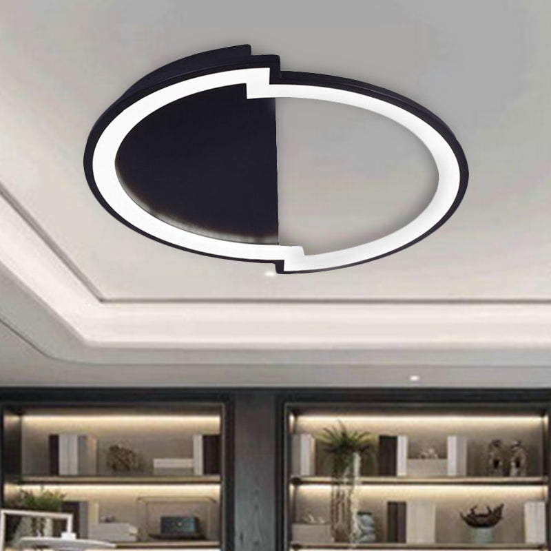 Round Acrylic Flush Light Fixture Simple 16"/19.5"/23.5" Wide LED White/Black/White and Black Ceiling Flushmount in Warm/White Light Clearhalo 'Ceiling Lights' 'Close To Ceiling Lights' 'Close to ceiling' 'Flush mount' Lighting' 1434956