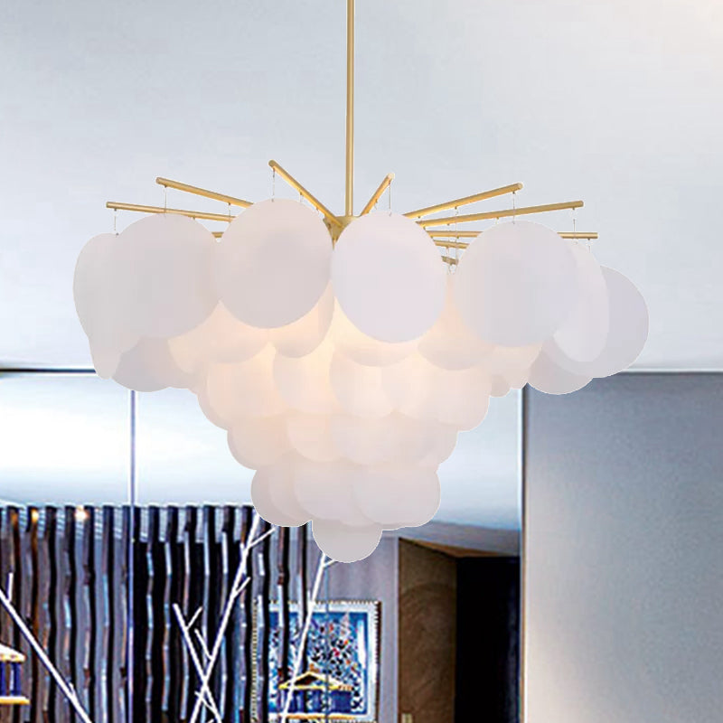 25"/25.5"/34" Wide White Flaky Chandelier Simple 4 Lights Acrylic Ceiling Pendant for Bedroom Clearhalo 'Ceiling Lights' 'Chandeliers' 'Modern Chandeliers' 'Modern' Lighting' 1434984