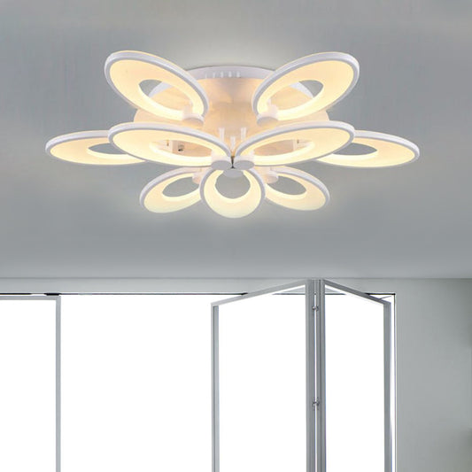 Flowers Dining Room Flush Mount Light Acrylic LED 4/6/9 Lights Modern Ceiling Mounted Fixture in Warm/White/Natural Light Clearhalo 'Ceiling Lights' 'Close To Ceiling Lights' 'Close to ceiling' 'Semi-flushmount' Lighting' 1434989