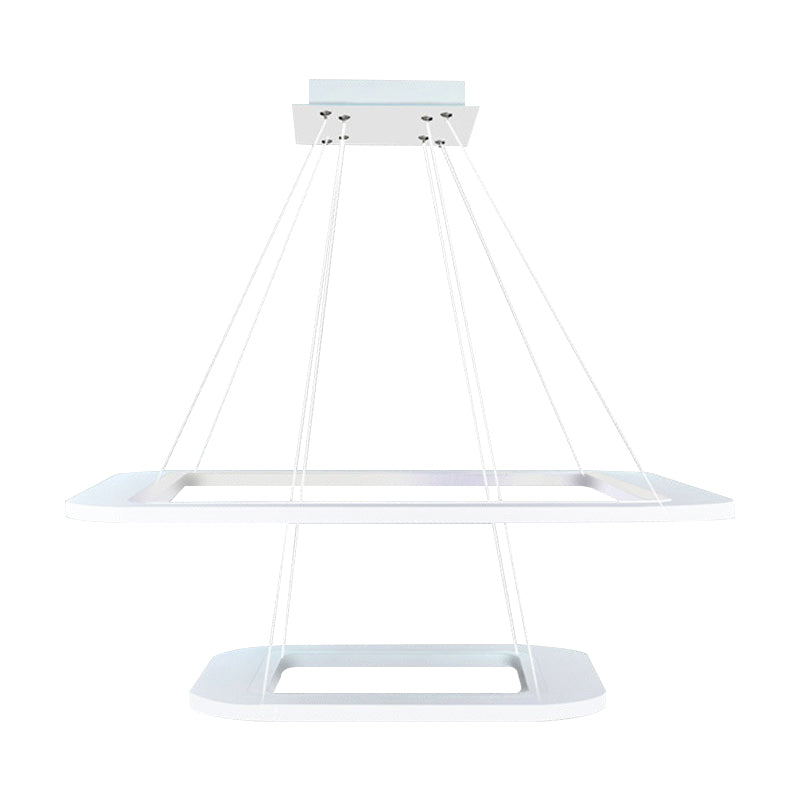 Simplicity Square LED Chandelier Light Acrylic 1/2/3 Light Office Ceiling Pendant in Warm/White/Natural Light Clearhalo 'Ceiling Lights' 'Chandeliers' 'Modern Chandeliers' 'Modern' Lighting' 143501