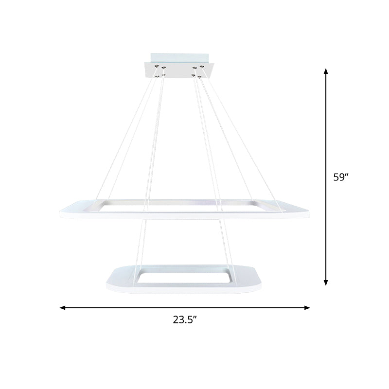 Simplicity Square LED Chandelier Light Acrylic 1/2/3 Light Office Ceiling Pendant in Warm/White/Natural Light Clearhalo 'Ceiling Lights' 'Chandeliers' 'Modern Chandeliers' 'Modern' Lighting' 143502