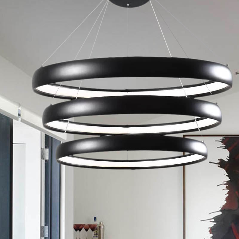 Black/Brown/Gold Orbit LED Ceiling Light Modernism 1/2/3-Light Acrylic Chandelier in Warm/White/Natural Light Clearhalo 'Ceiling Lights' 'Chandeliers' 'Modern Chandeliers' 'Modern' Lighting' 1435027