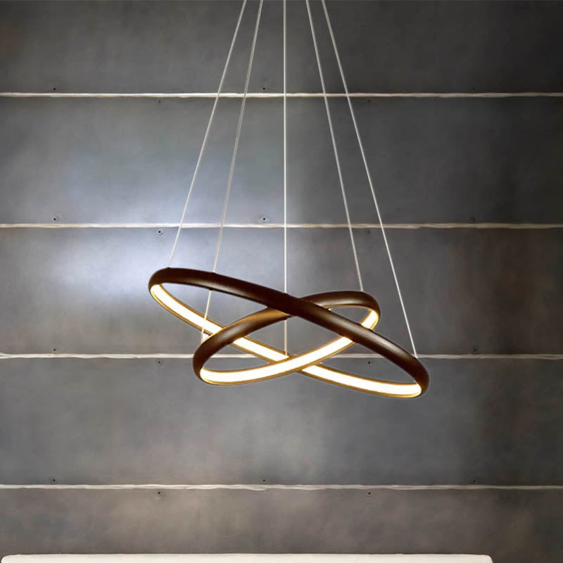 Black/Brown/Gold Orbit LED Ceiling Light Modernism 1/2/3-Light Acrylic Chandelier in Warm/White/Natural Light Clearhalo 'Ceiling Lights' 'Chandeliers' 'Modern Chandeliers' 'Modern' Lighting' 1435029