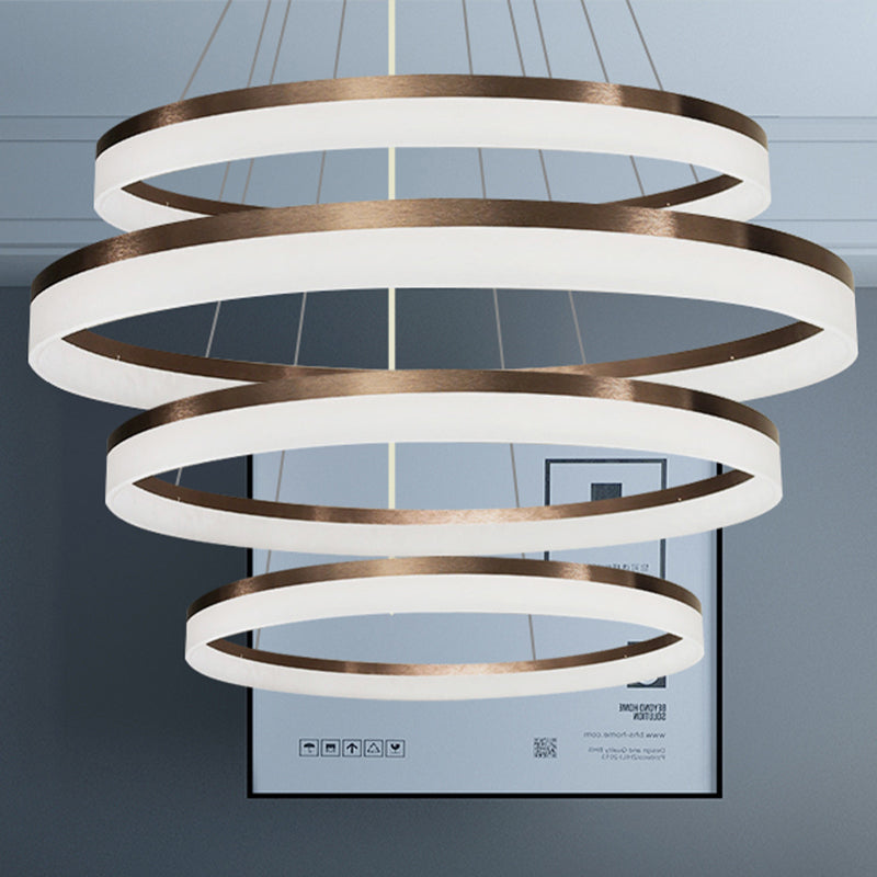 Acrylic Round Chandelier Light Contemporary 4/5/6-Head Brown Ceiling Pendant in Warm/White/Natural Light Clearhalo 'Ceiling Lights' 'Chandeliers' 'Modern Chandeliers' 'Modern' Lighting' 1435034