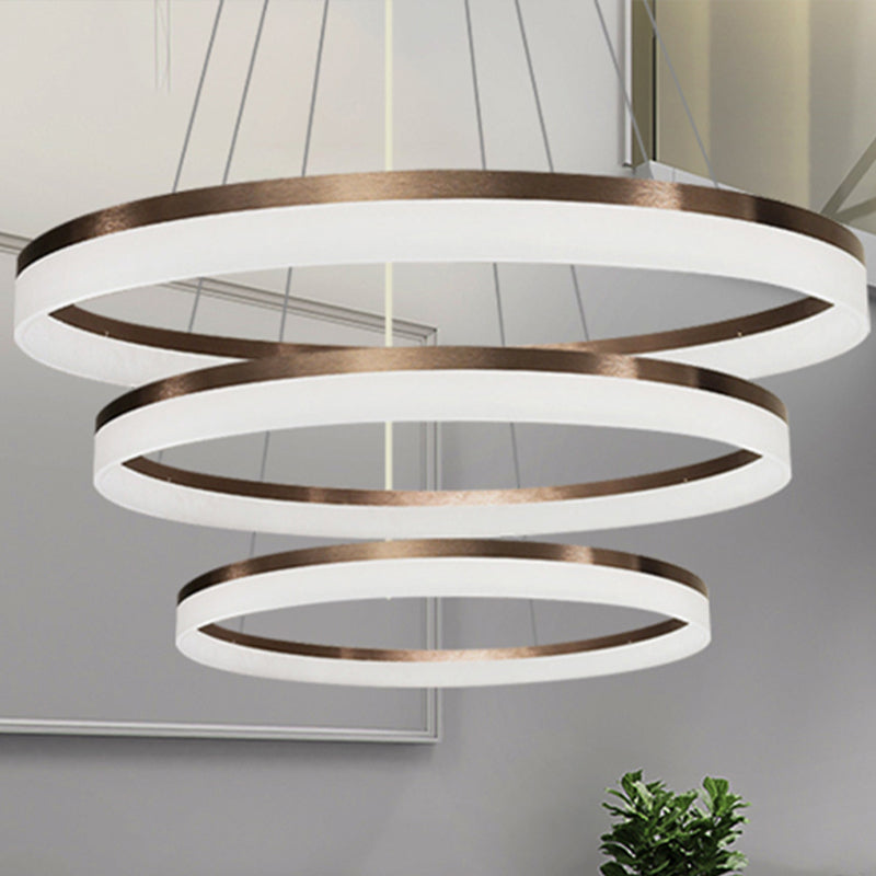 Acrylic Round Chandelier Light Contemporary 4/5/6-Head Brown Ceiling Pendant in Warm/White/Natural Light Clearhalo 'Ceiling Lights' 'Chandeliers' 'Modern Chandeliers' 'Modern' Lighting' 1435035